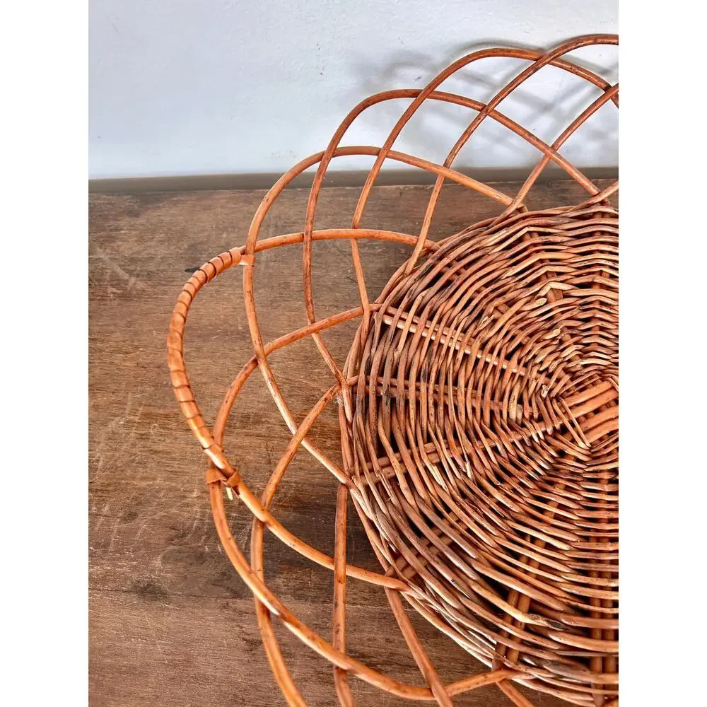 Vintage French Willow Fruit Basket with Handles | Cottagecore Prairiecore